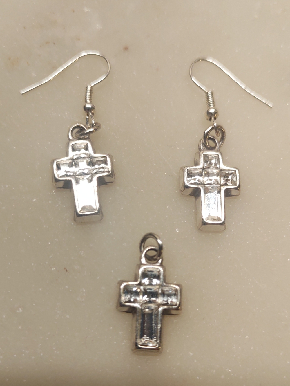 SALE!🔥 Brighton Set Purity Crystal Cross Set Dangle Earrings And Pendant/Charm